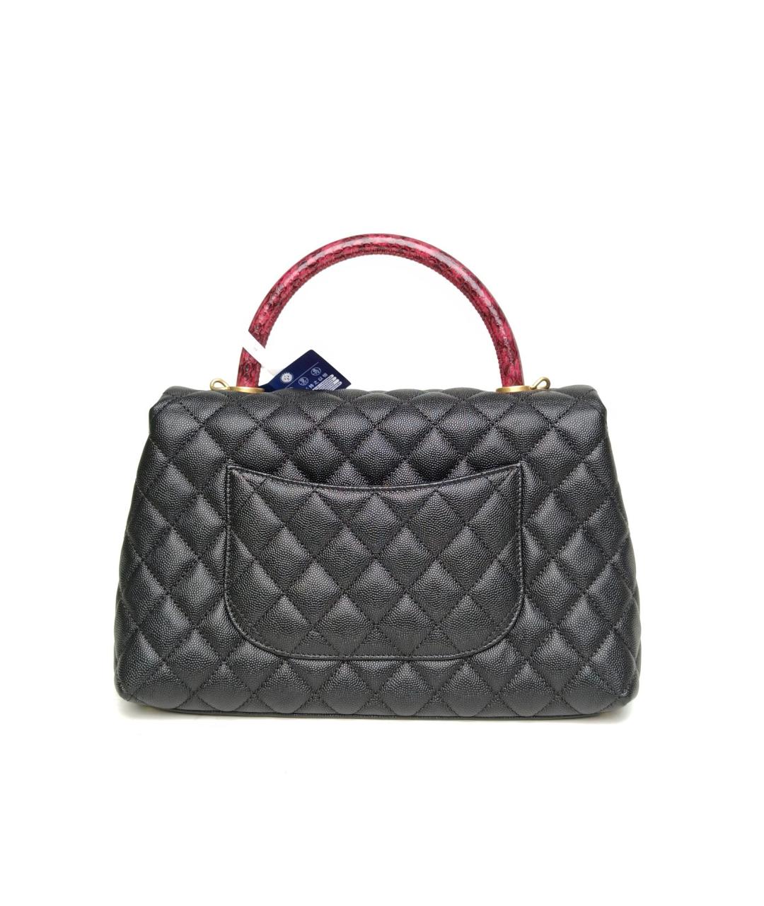 CHANEL Черная сумка с короткими ручками из экзотической кожи, фото 4