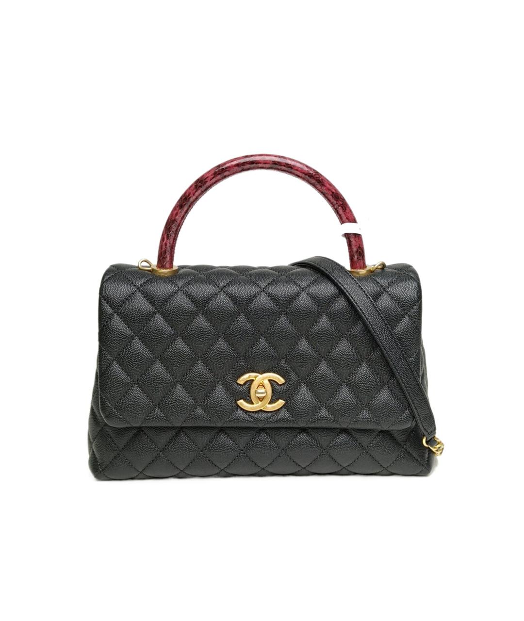 CHANEL Черная сумка с короткими ручками из экзотической кожи, фото 1