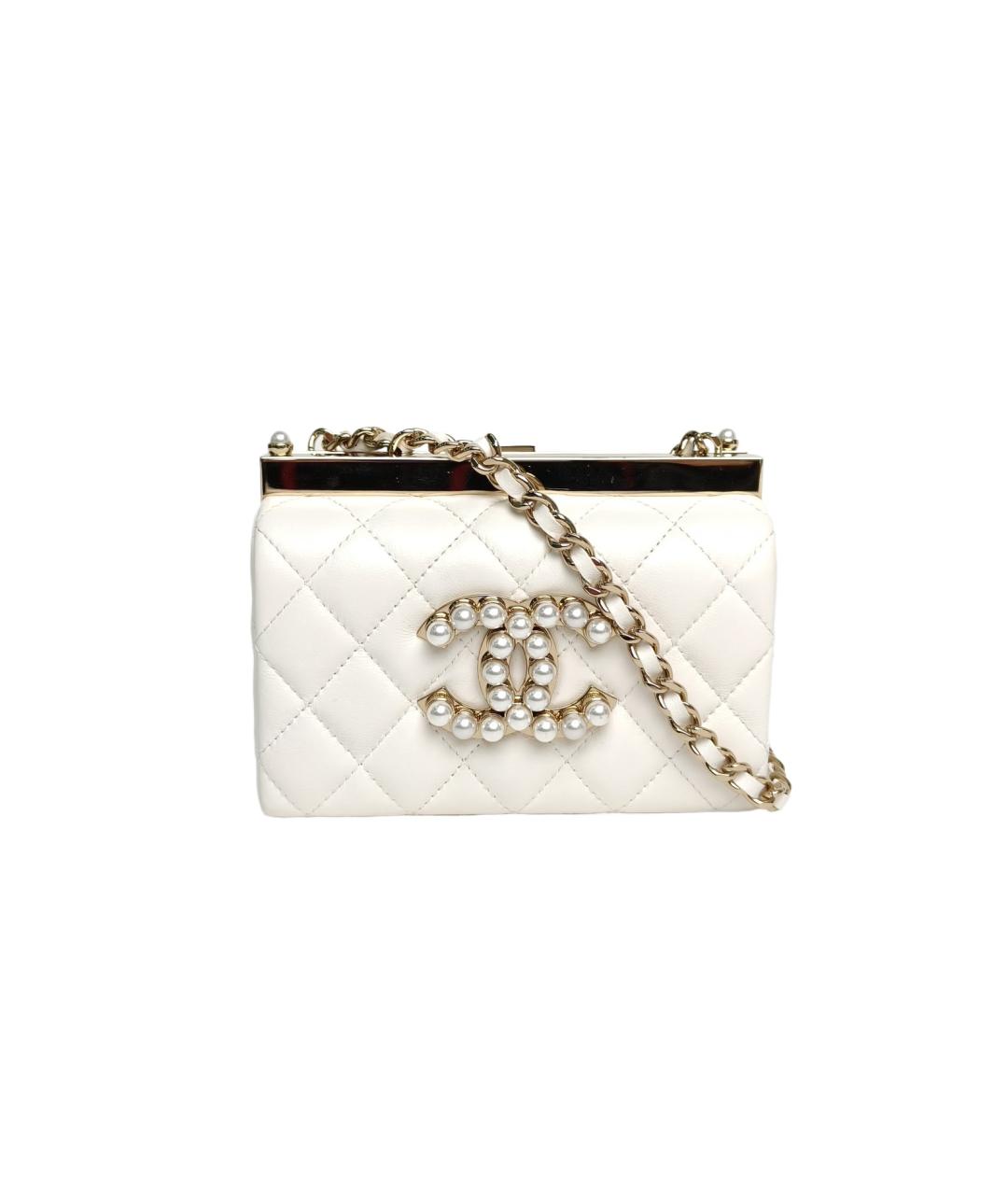 CHANEL Белая кожаная сумка через плечо, фото 6
