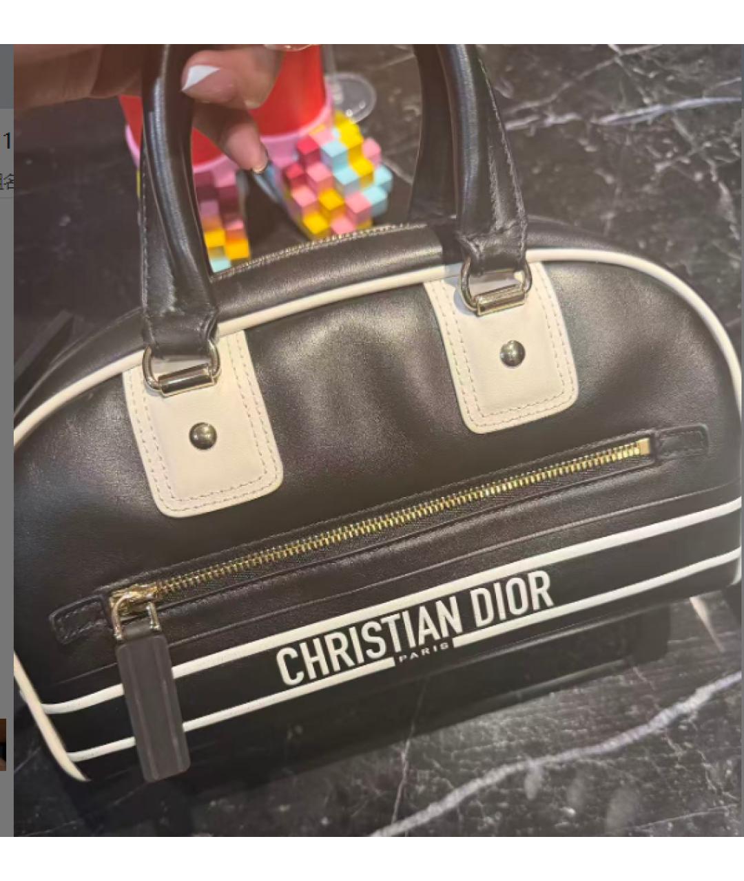 CHRISTIAN DIOR Черная кожаная сумка через плечо, фото 8