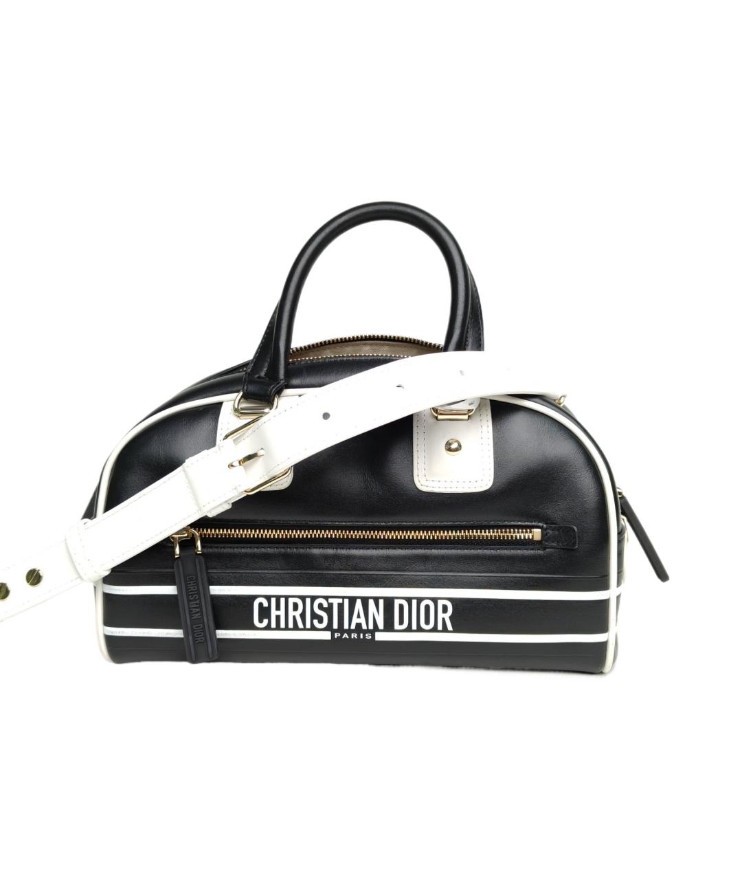 CHRISTIAN DIOR Черная кожаная сумка через плечо, фото 1