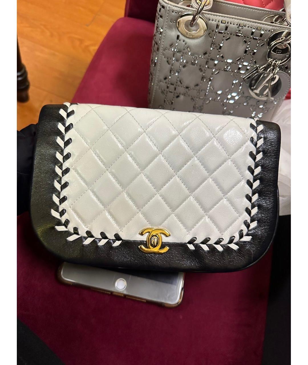 CHANEL Белая кожаная сумка через плечо, фото 8