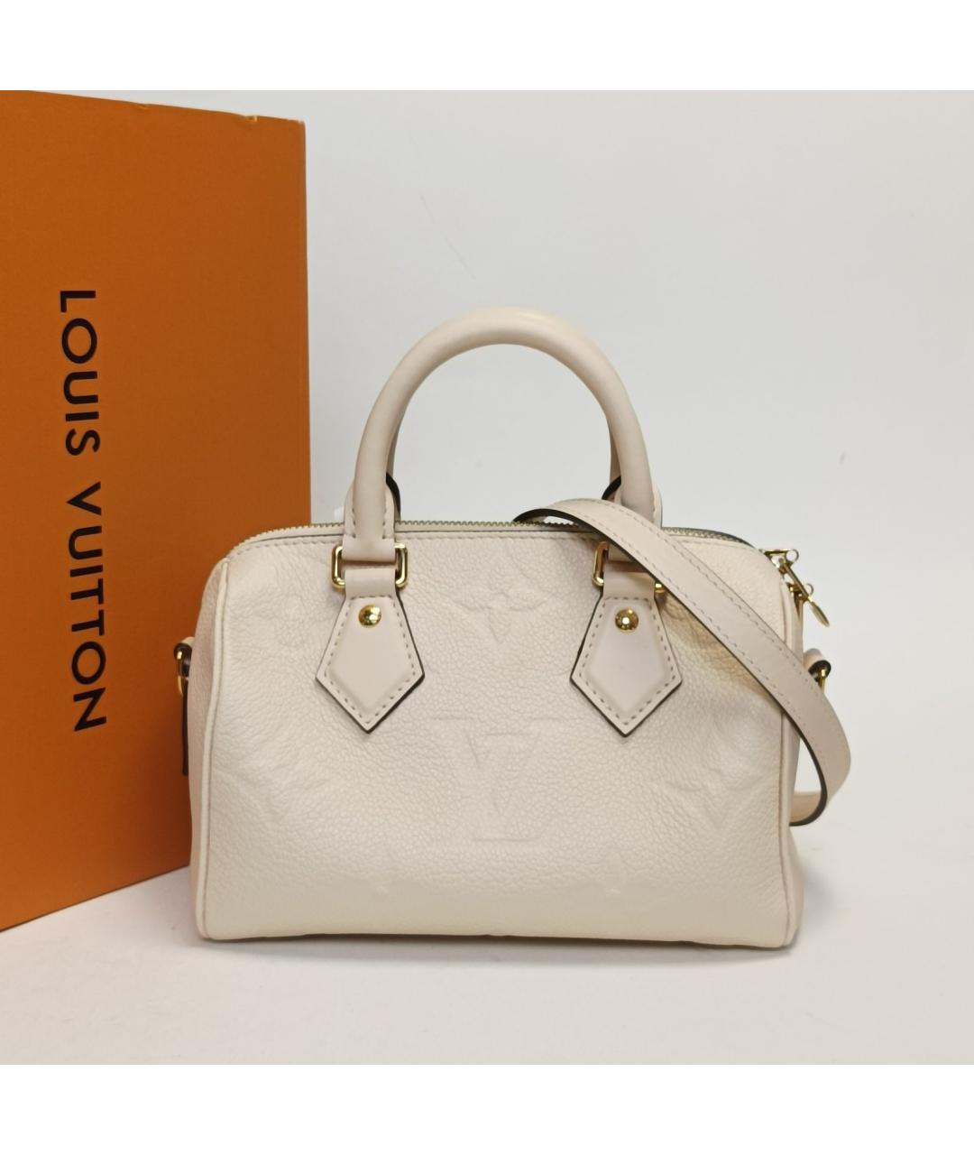 LOUIS VUITTON Белая кожаная сумка с короткими ручками, фото 6