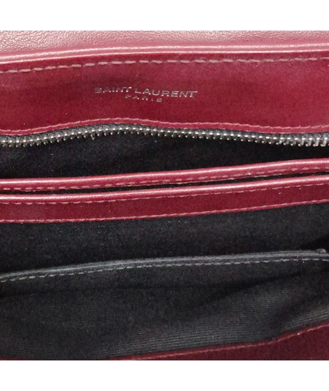 SAINT LAURENT Бордовая кожаная сумка через плечо, фото 7