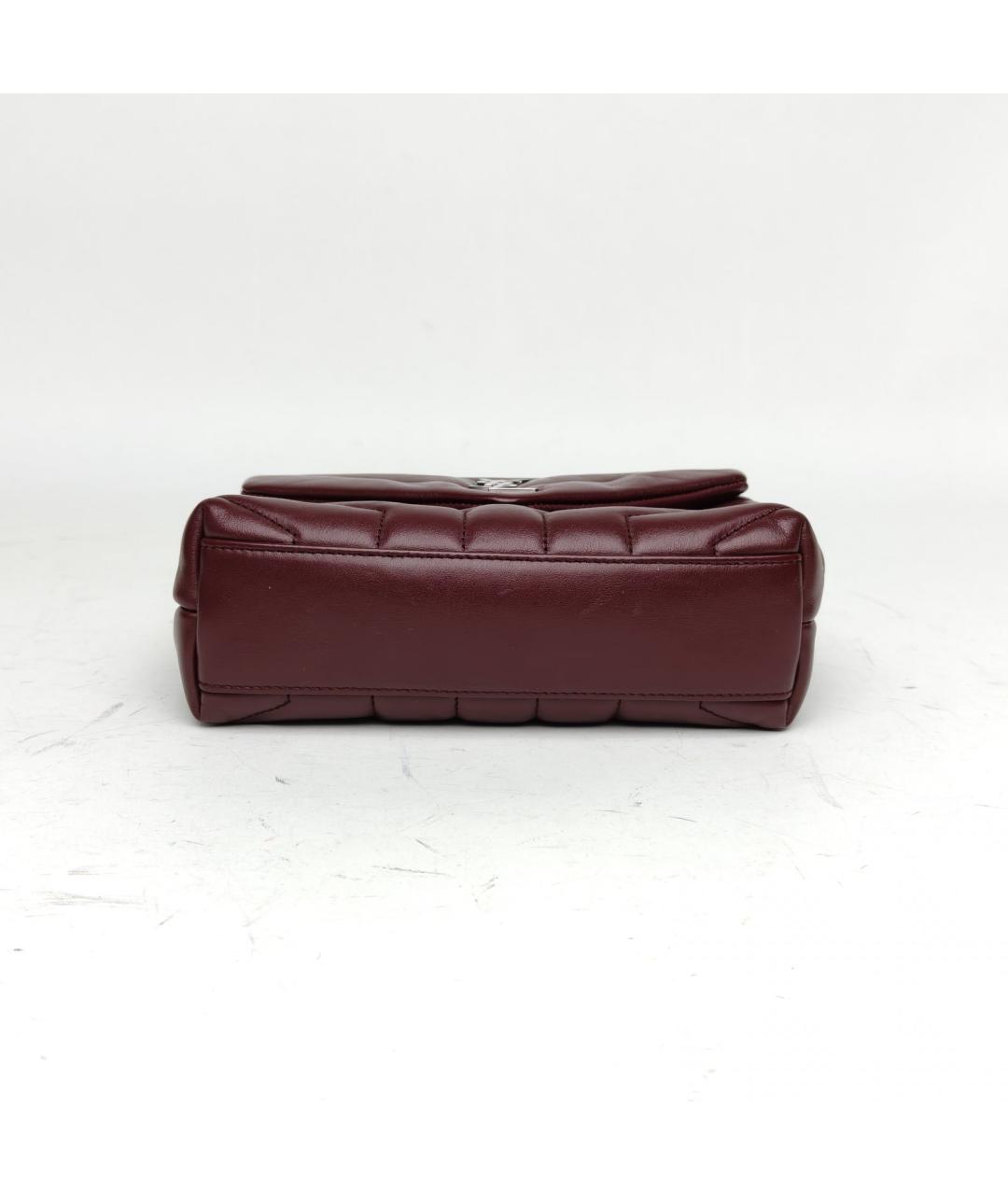 SAINT LAURENT Бордовая кожаная сумка через плечо, фото 5