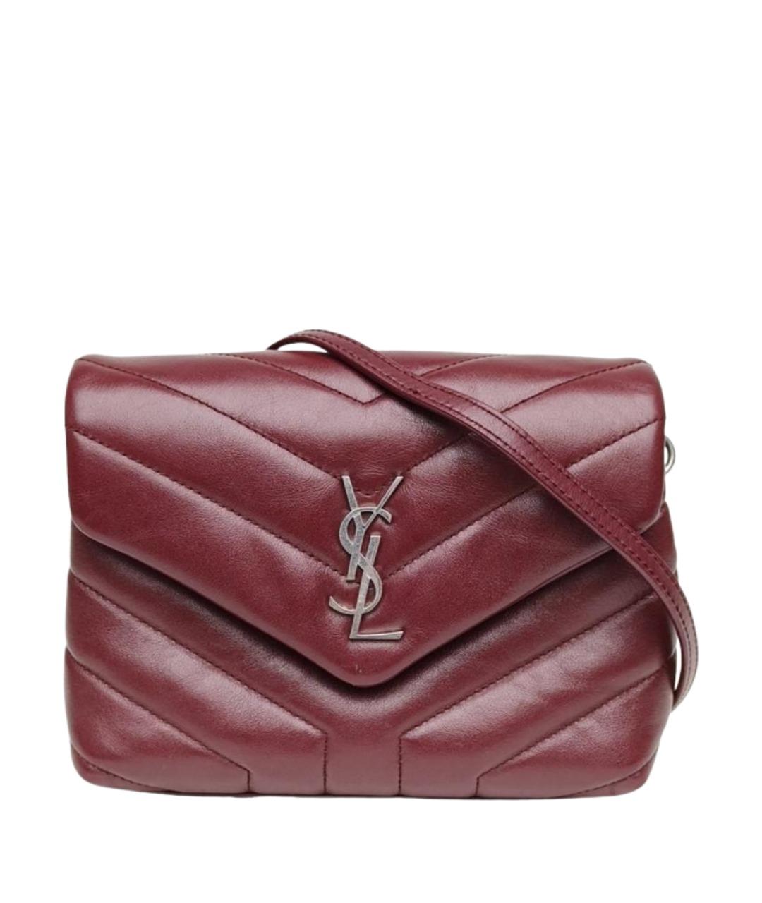 SAINT LAURENT Бордовая кожаная сумка через плечо, фото 1