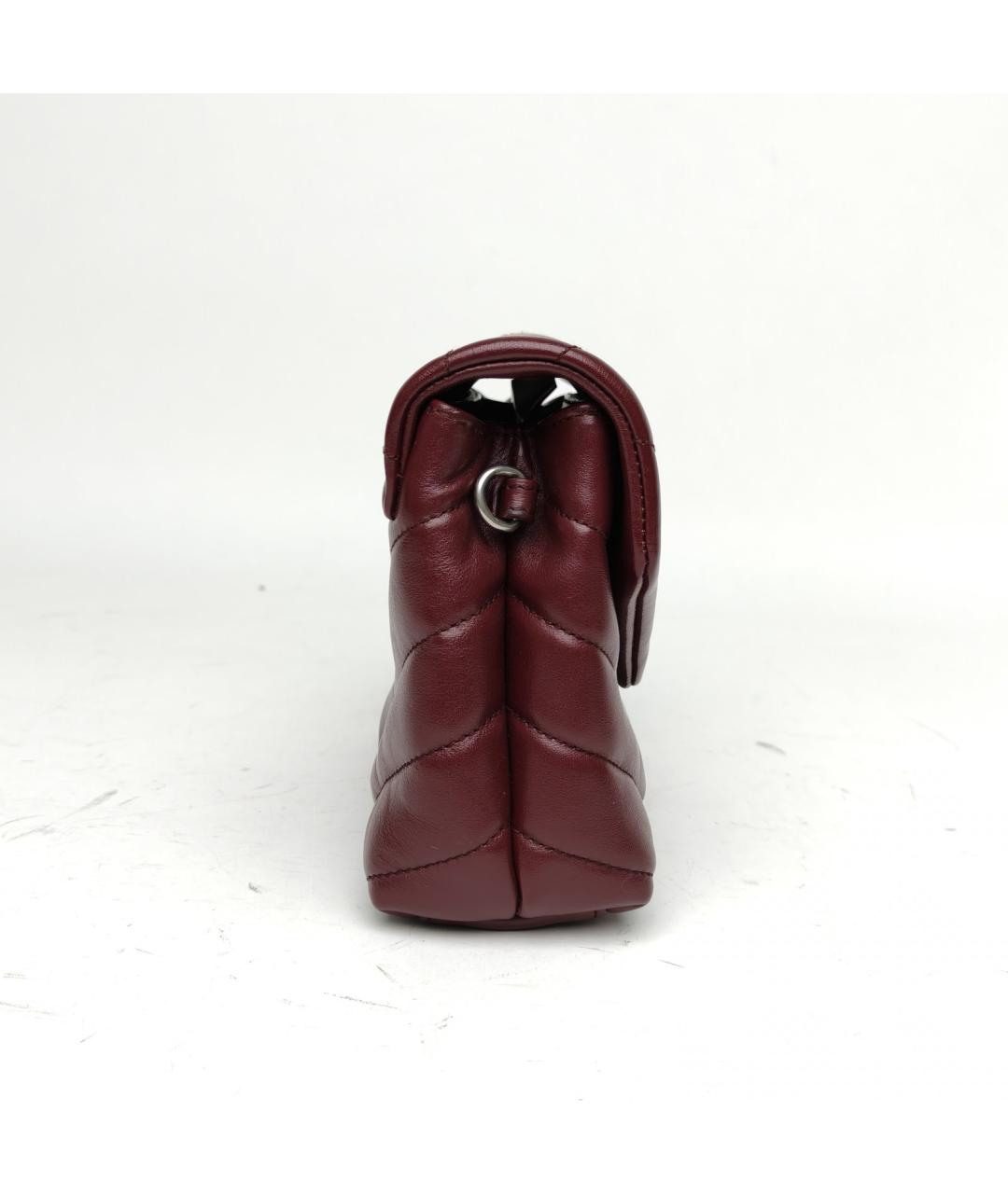 SAINT LAURENT Бордовая кожаная сумка через плечо, фото 4