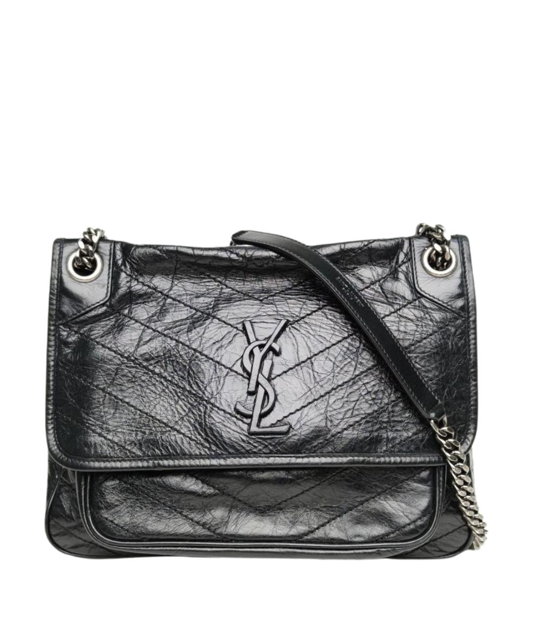 SAINT LAURENT Черная кожаная сумка через плечо, фото 1