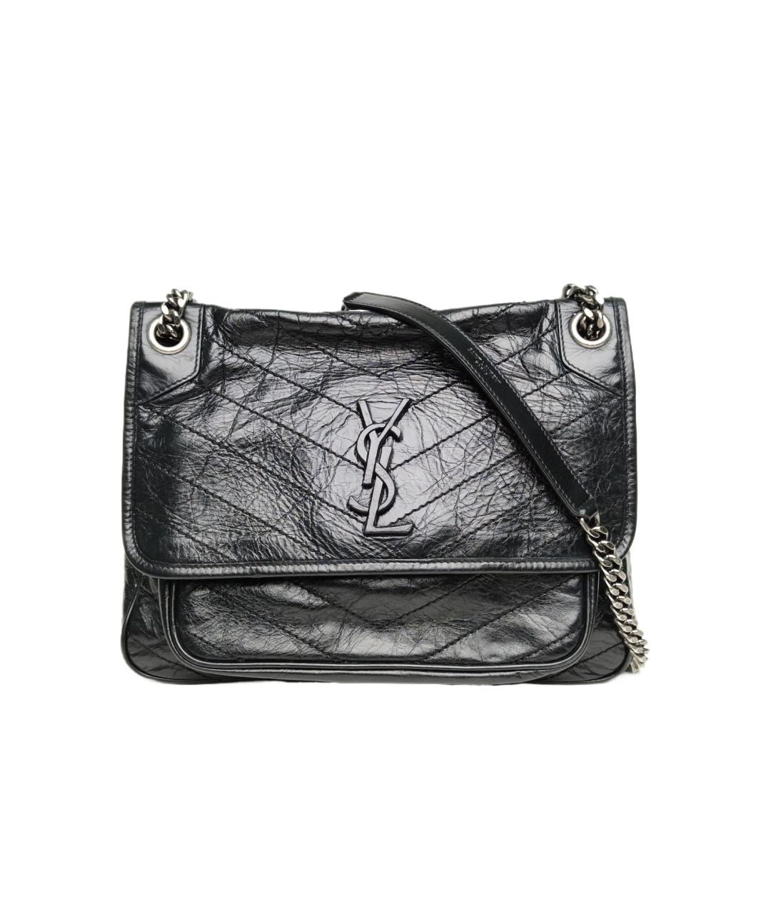 SAINT LAURENT Черная кожаная сумка через плечо, фото 9