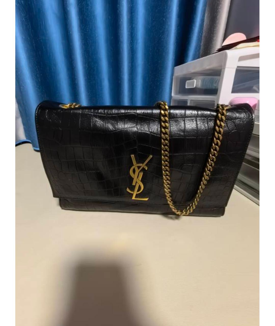 SAINT LAURENT Черная кожаная сумка через плечо, фото 9