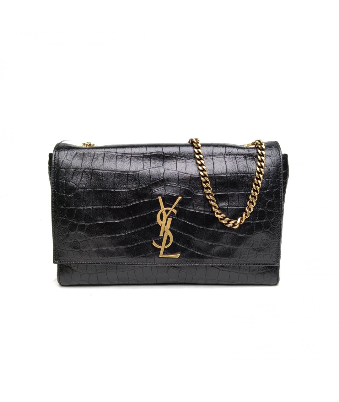 SAINT LAURENT Черная кожаная сумка через плечо, фото 2