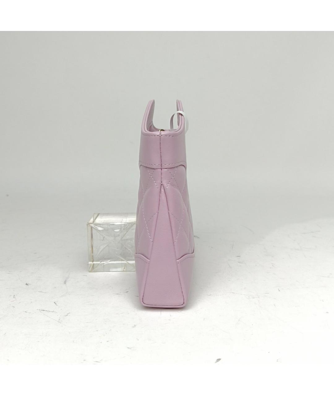 CHANEL Фиолетовая кожаная сумка с короткими ручками, фото 3