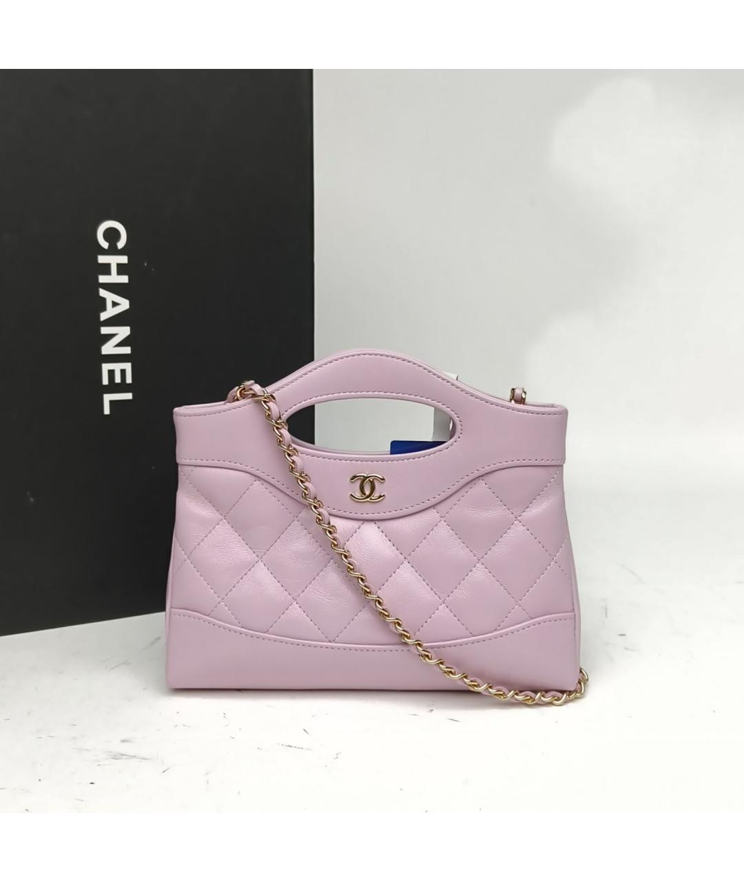 CHANEL Фиолетовая кожаная сумка с короткими ручками, фото 8