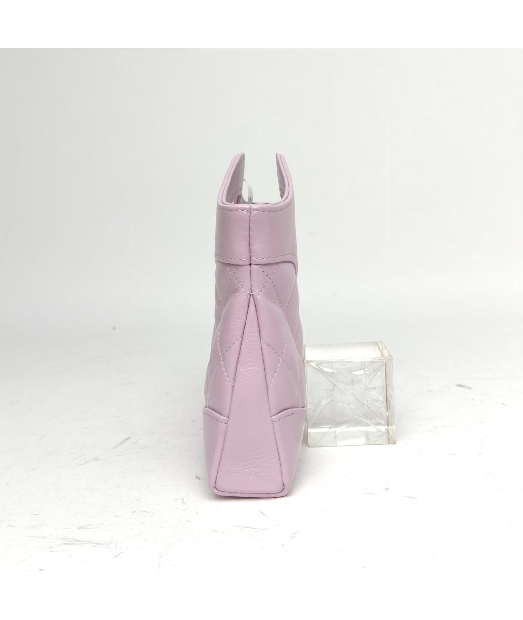 CHANEL Фиолетовая кожаная сумка с короткими ручками, фото 5