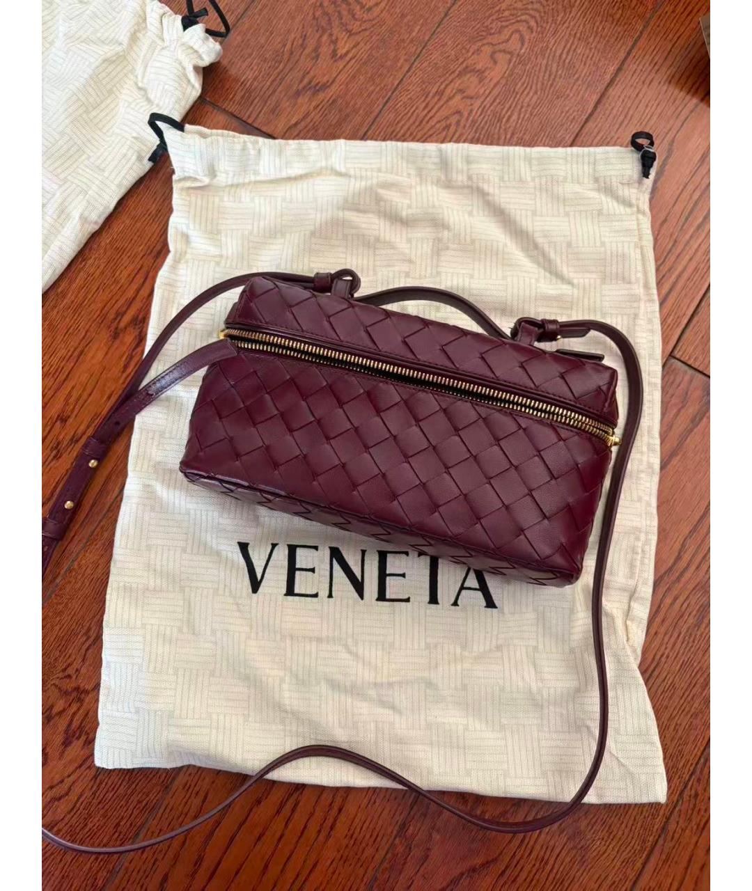 BOTTEGA VENETA Бордовая кожаная сумка через плечо, фото 8