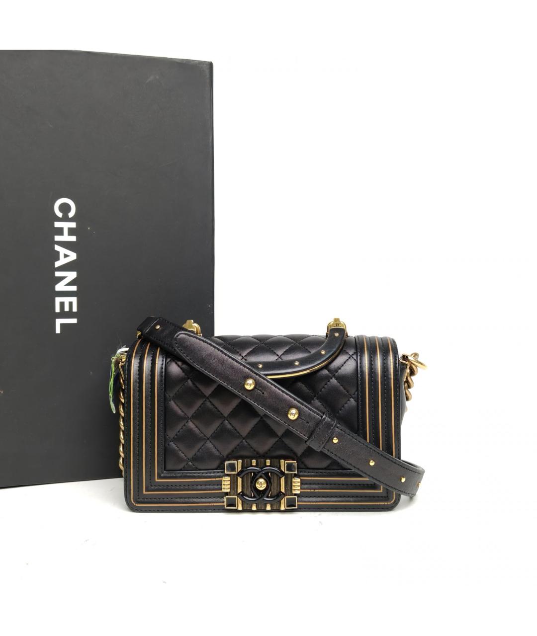 CHANEL Черная кожаная сумка через плечо, фото 7