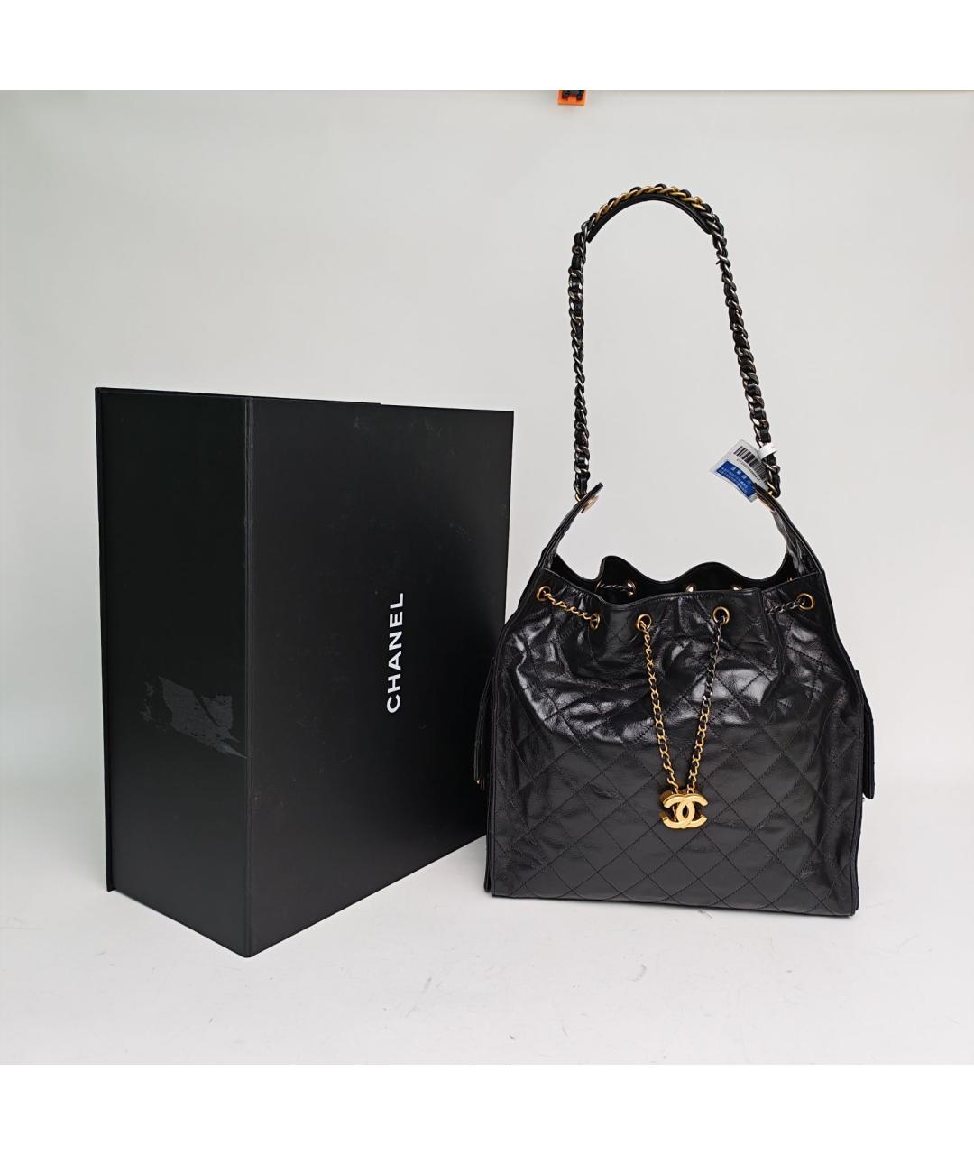 CHANEL Черная кожаная сумка через плечо, фото 7