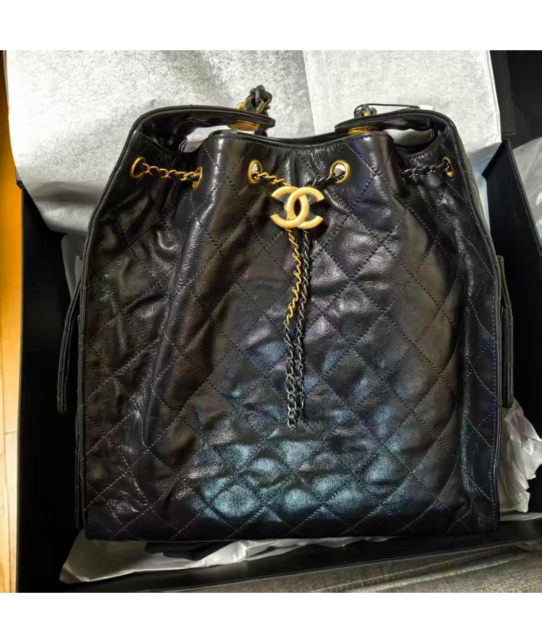 CHANEL Черная кожаная сумка через плечо, фото 8