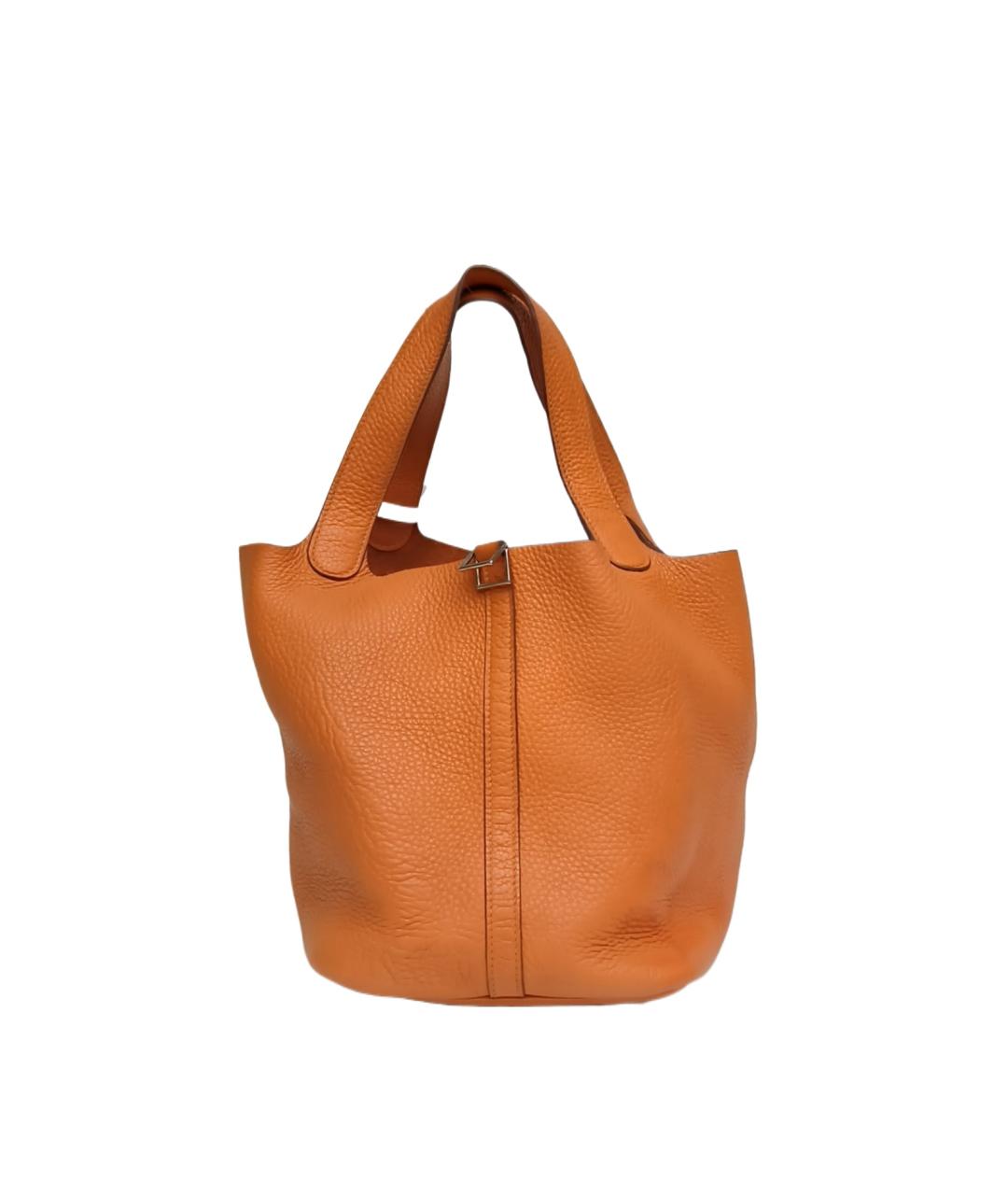 HERMES Оранжевая кожаная сумка через плечо, фото 7