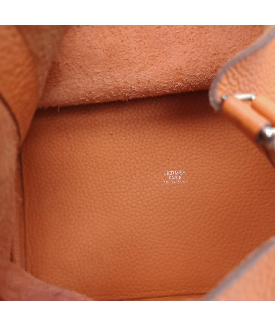HERMES Оранжевая кожаная сумка через плечо, фото 5