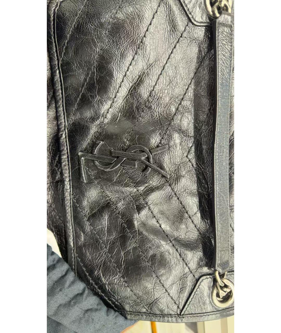 SAINT LAURENT Черная кожаная сумка через плечо, фото 7