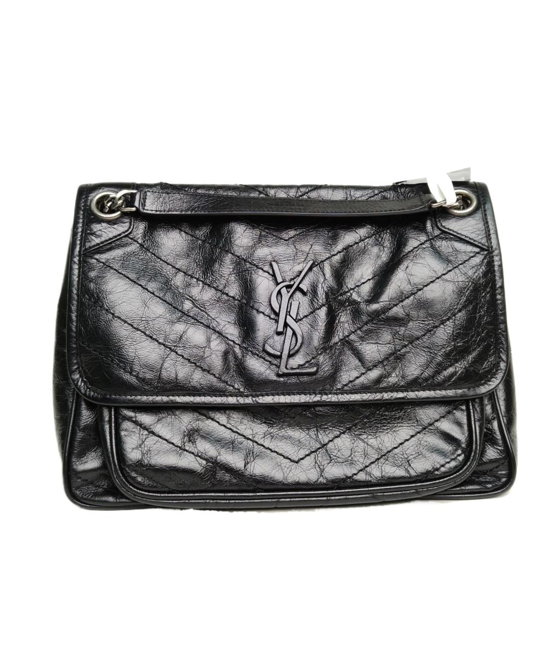 SAINT LAURENT Черная кожаная сумка через плечо, фото 9