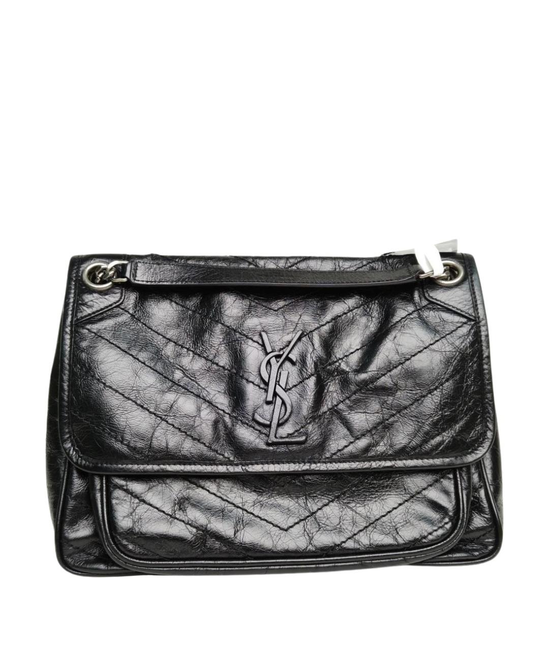 SAINT LAURENT Черная кожаная сумка через плечо, фото 1