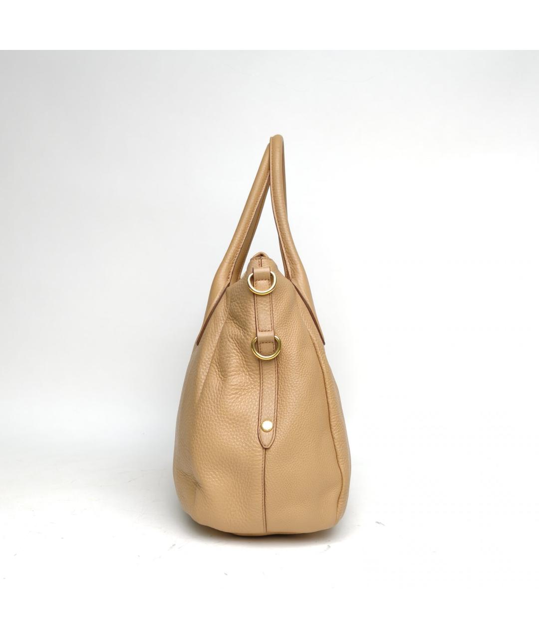 PRADA Бежевая кожаная сумка с короткими ручками, фото 3