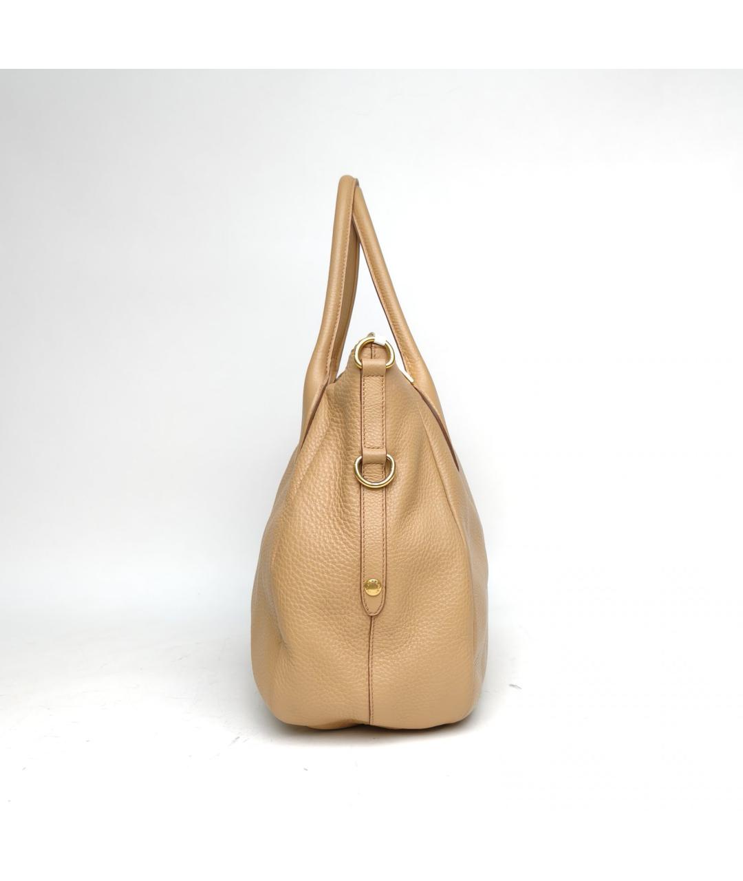 PRADA Бежевая кожаная сумка с короткими ручками, фото 5