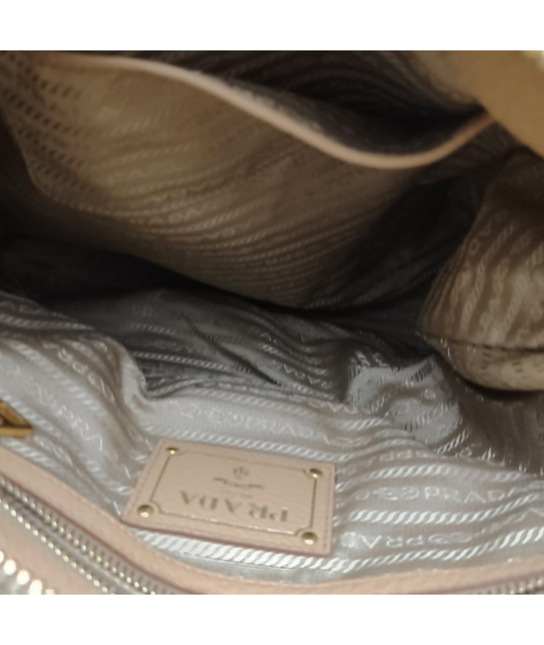 PRADA Бежевая кожаная сумка с короткими ручками, фото 7