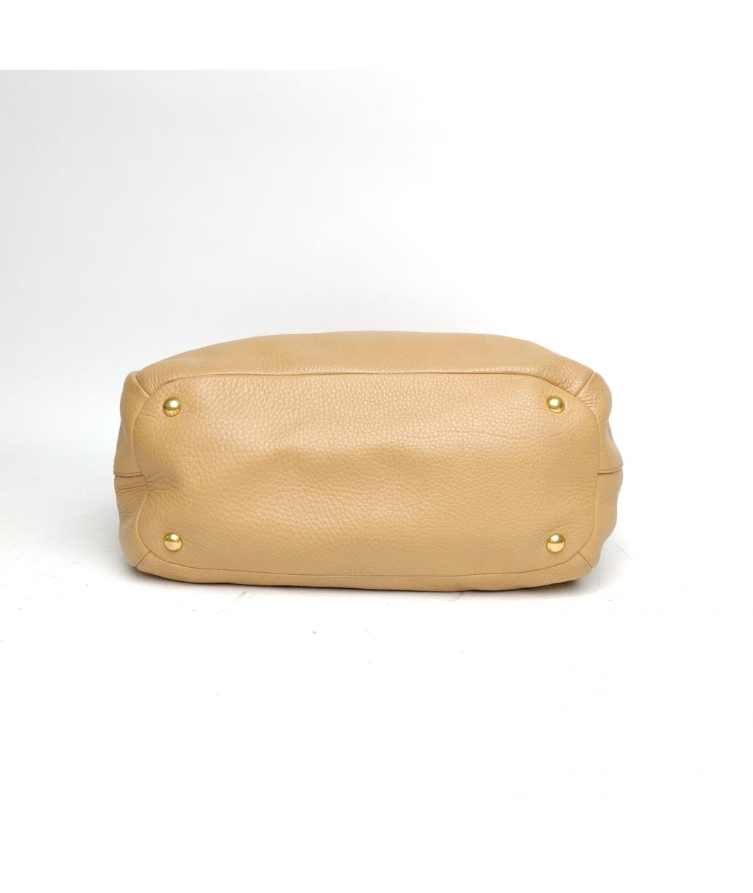PRADA Бежевая кожаная сумка с короткими ручками, фото 6