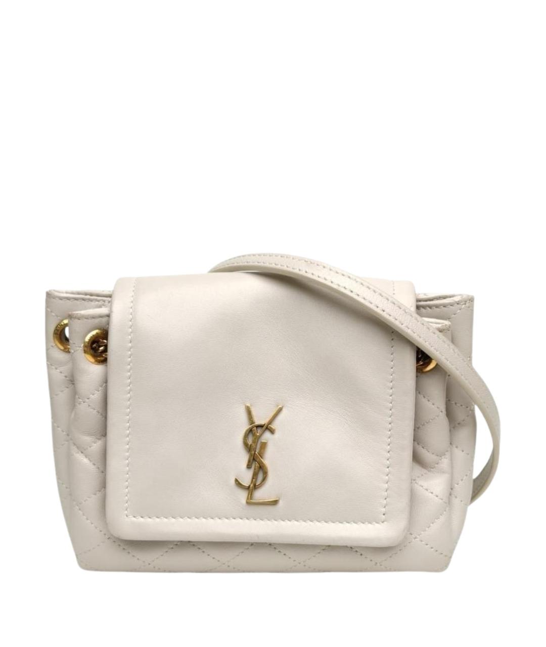 SAINT LAURENT Белая кожаная сумка через плечо, фото 1
