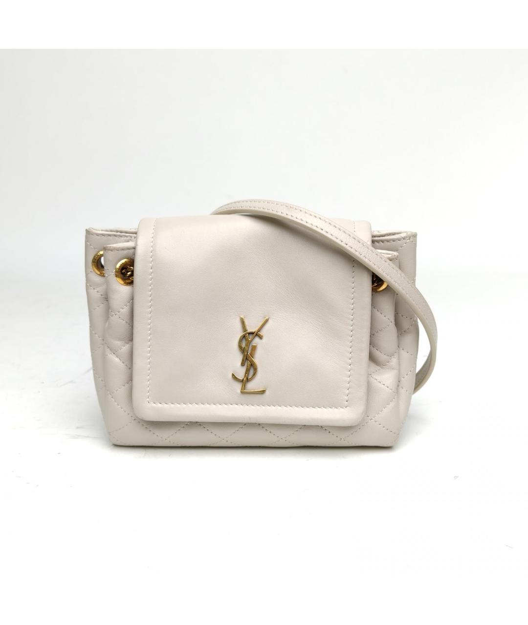 SAINT LAURENT Белая кожаная сумка через плечо, фото 2