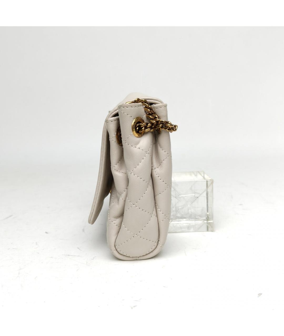 SAINT LAURENT Белая кожаная сумка через плечо, фото 3