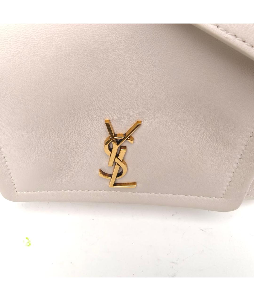 SAINT LAURENT Белая кожаная сумка через плечо, фото 7