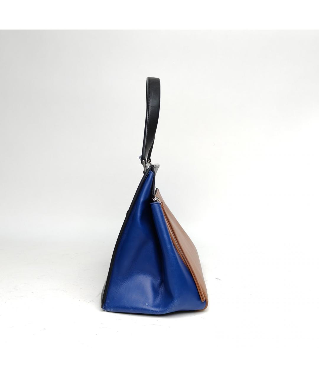 CELINE Коричневая кожаная сумка с короткими ручками, фото 5