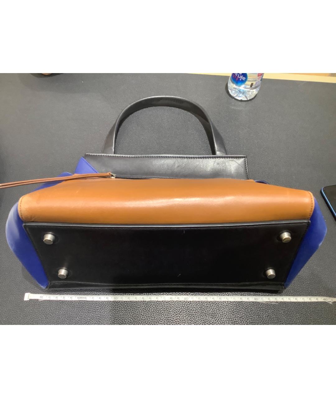 CELINE Коричневая кожаная сумка с короткими ручками, фото 8