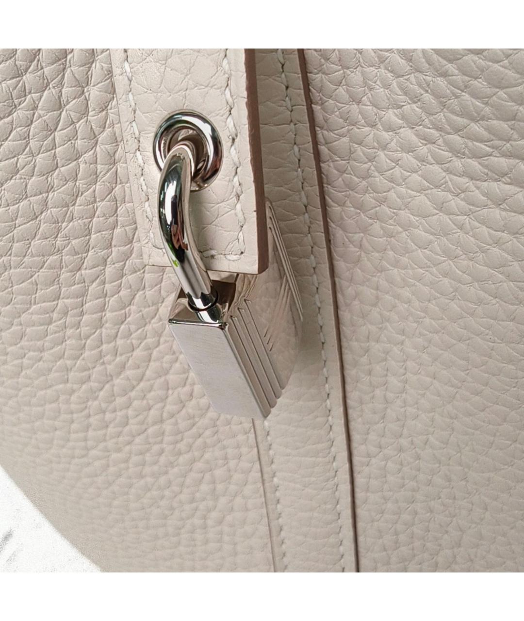 HERMES Бежевая кожаная сумка через плечо, фото 7