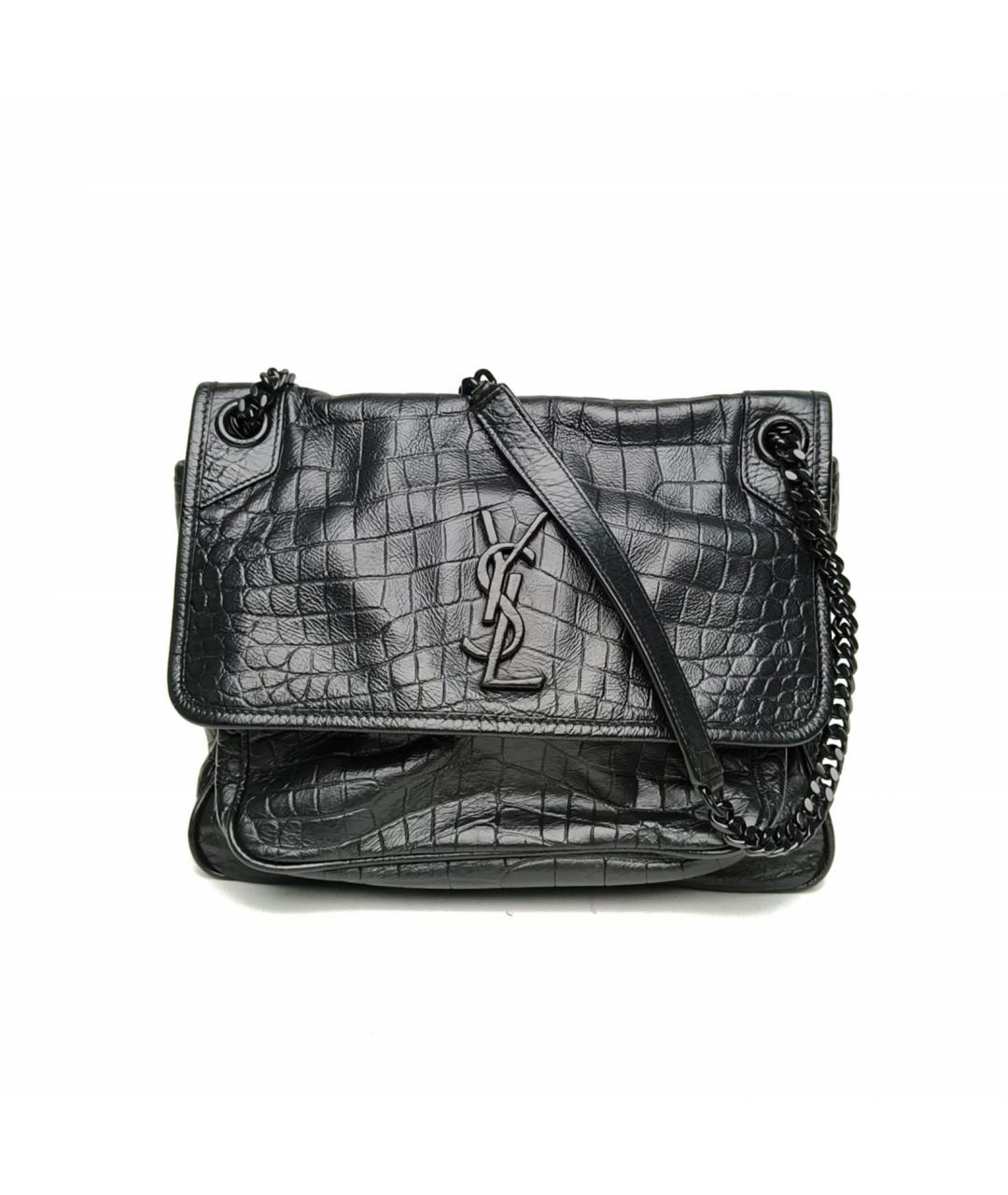 SAINT LAURENT Черная кожаная сумка через плечо, фото 2