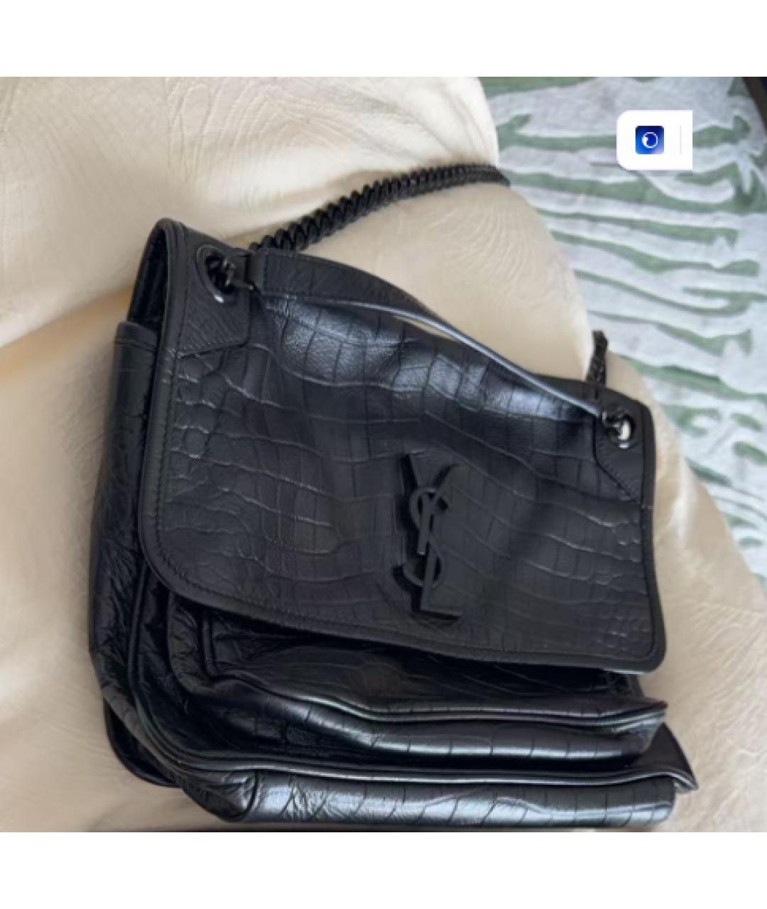 SAINT LAURENT Черная кожаная сумка через плечо, фото 9