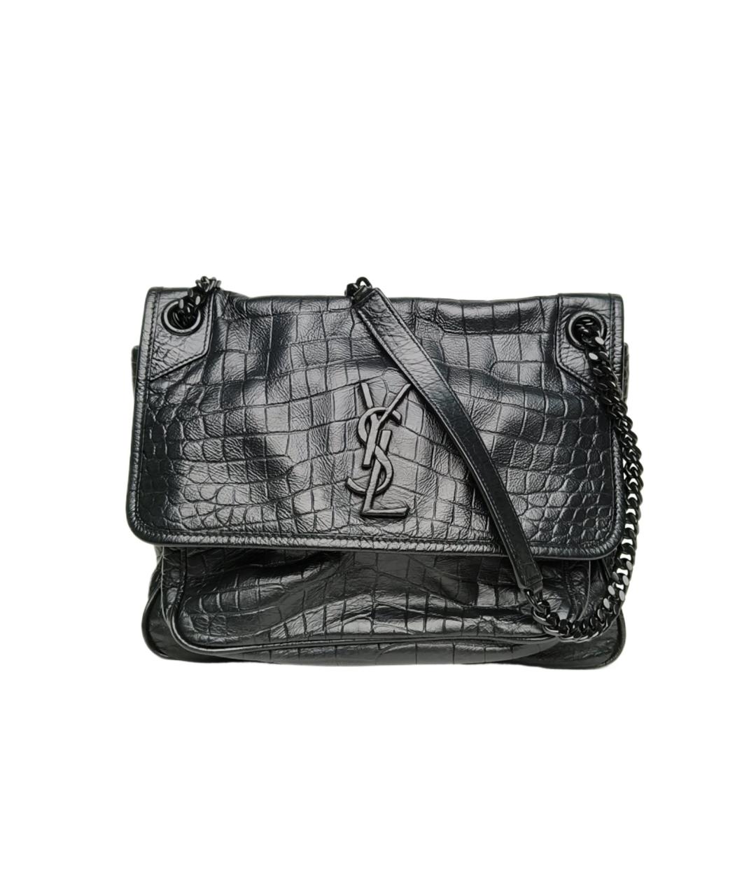 SAINT LAURENT Черная кожаная сумка через плечо, фото 10