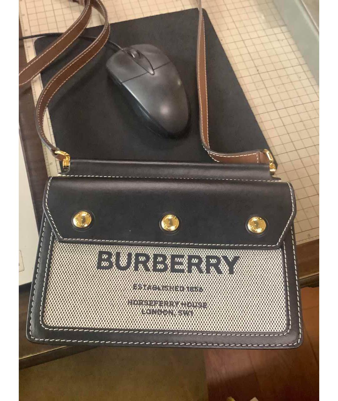 BURBERRY Черная кожаная сумка через плечо, фото 9