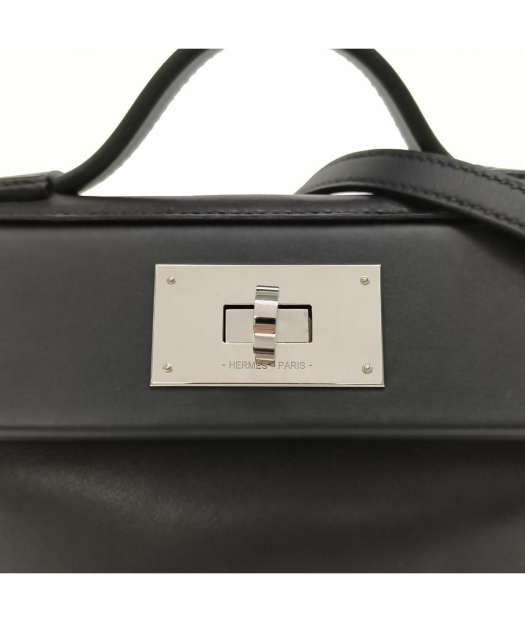 HERMES Черная кожаная сумка с короткими ручками, фото 7