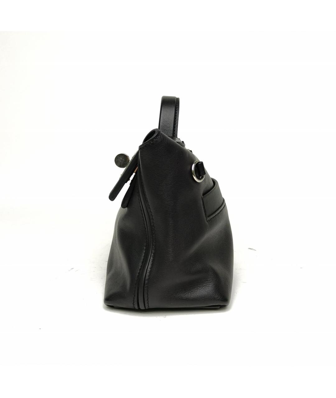 HERMES Черная кожаная сумка с короткими ручками, фото 3