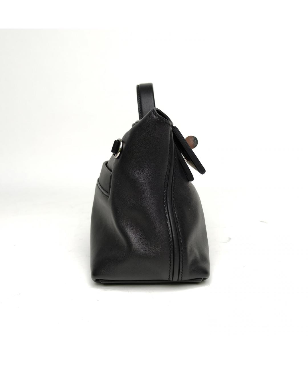 HERMES Черная кожаная сумка с короткими ручками, фото 5