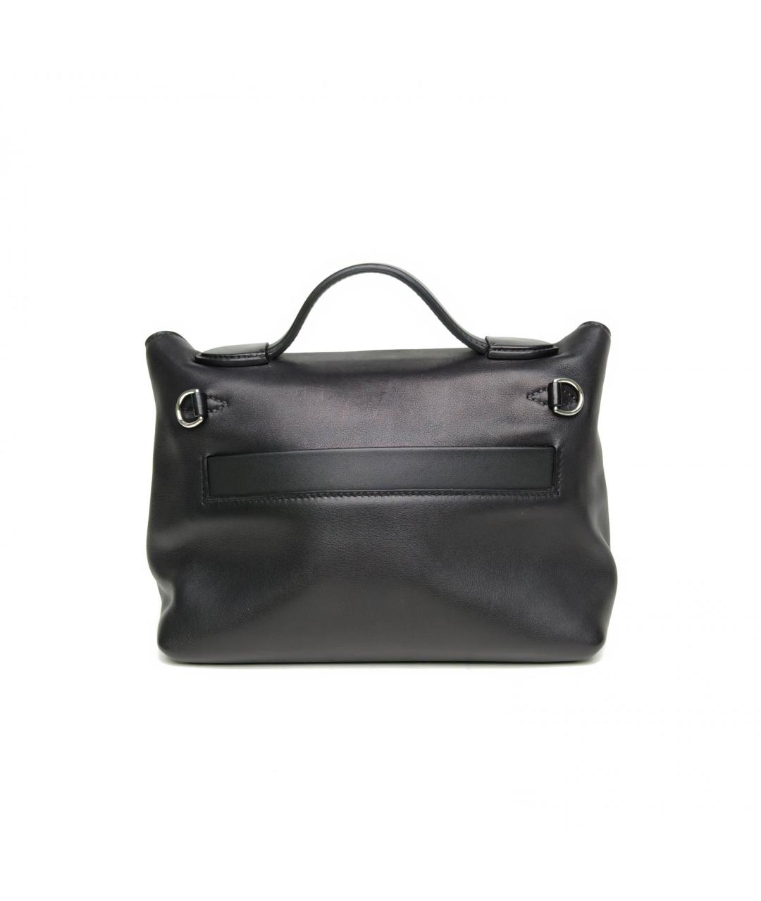 HERMES Черная кожаная сумка с короткими ручками, фото 4