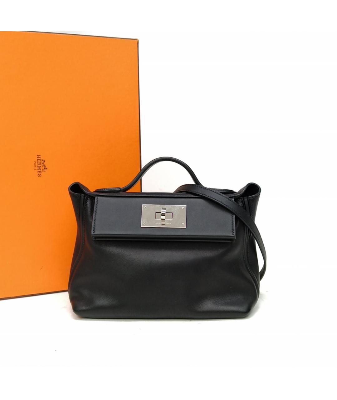 HERMES Черная кожаная сумка с короткими ручками, фото 9