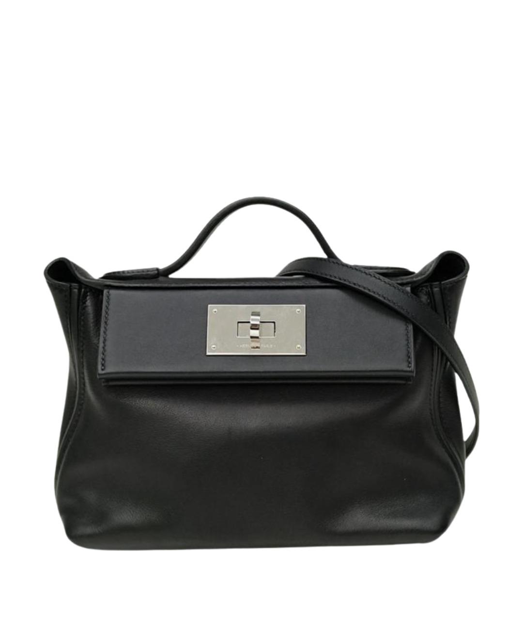 HERMES Черная кожаная сумка с короткими ручками, фото 1