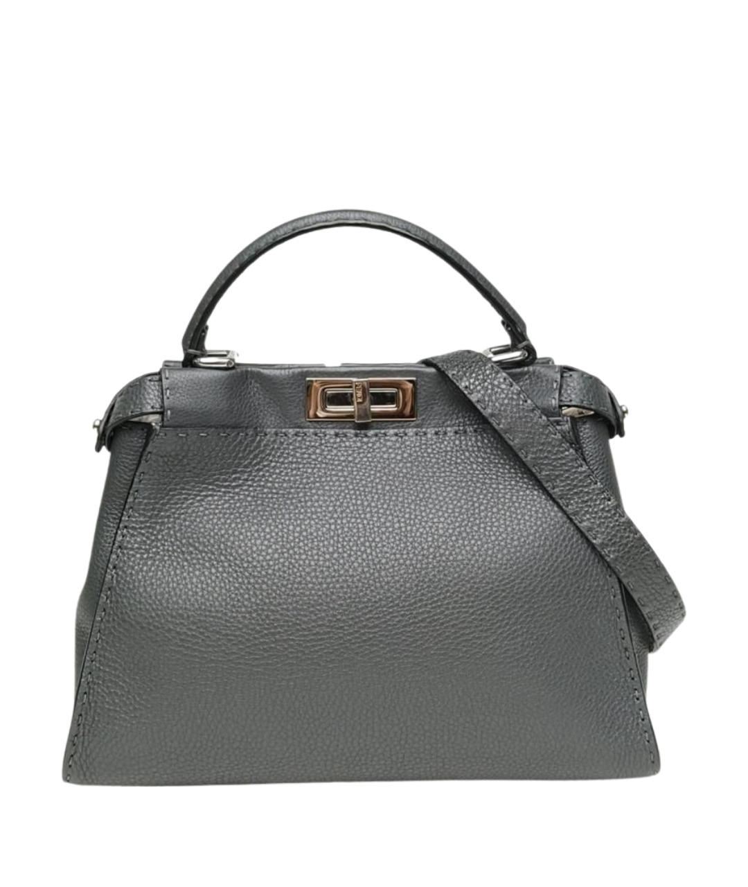 FENDI Серая кожаная сумка через плечо, фото 1