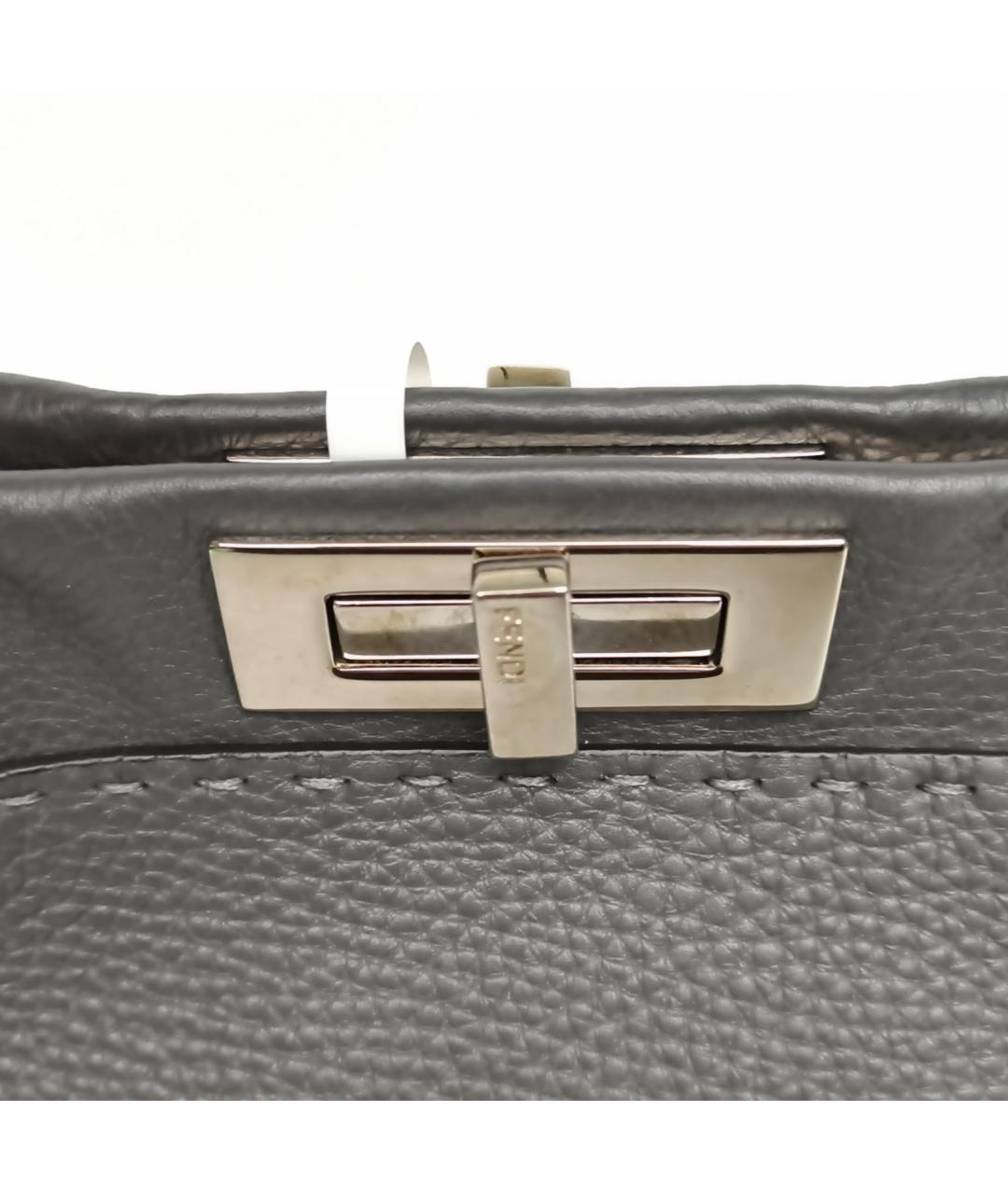 FENDI Серая кожаная сумка через плечо, фото 7